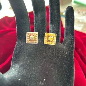 Anna Beck Gold Tone Sterling Silver Square Earrings